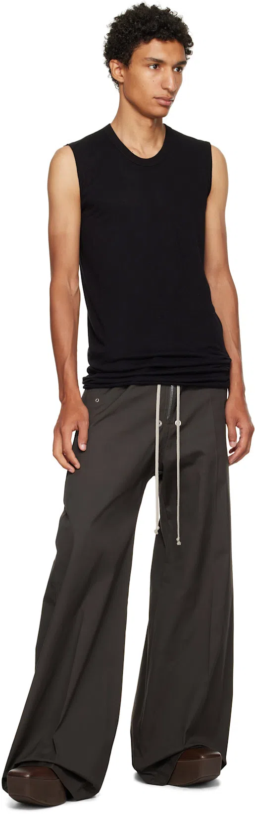 RICK OWENS Brown Hollywoode Sliver Platform Beatles Chelsea Boots In 14 Mahogany