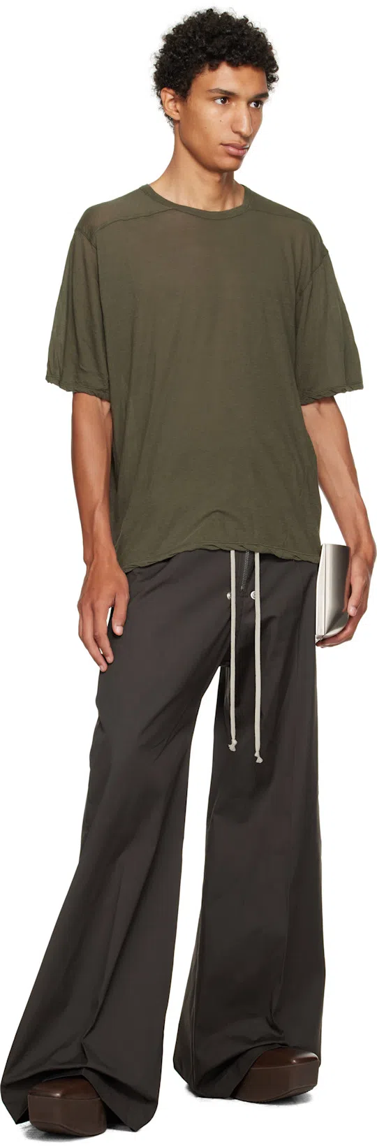 RICK OWENS Brown Hollywoode Sliver Platform Beatles Chelsea Boots In 14 Mahogany