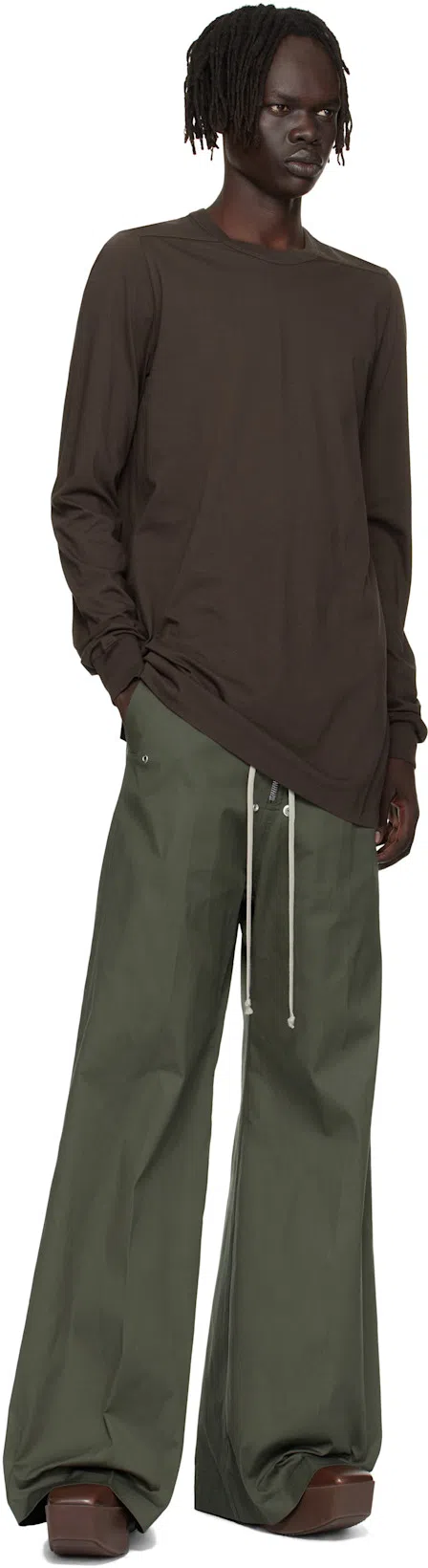 RICK OWENS Brown Hollywoode Sliver Platform Beatles Chelsea Boots In 14 Mahogany