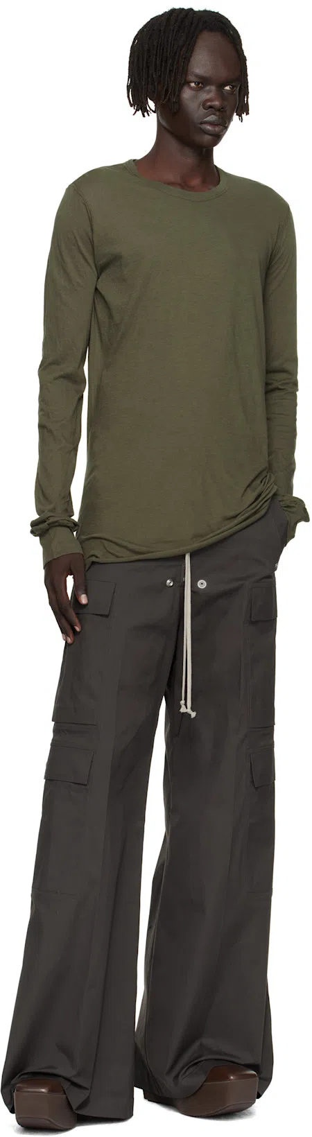 RICK OWENS Brown Hollywoode Sliver Platform Beatles Chelsea Boots In 14 Mahogany