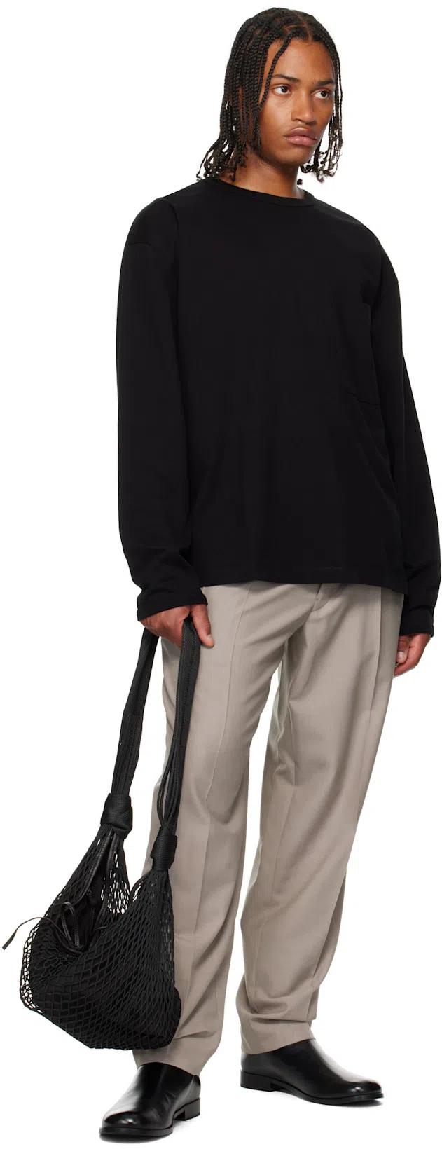 LEMAIRE Relaxed Fit Long-sleeved Top With Crew Neckline In Black