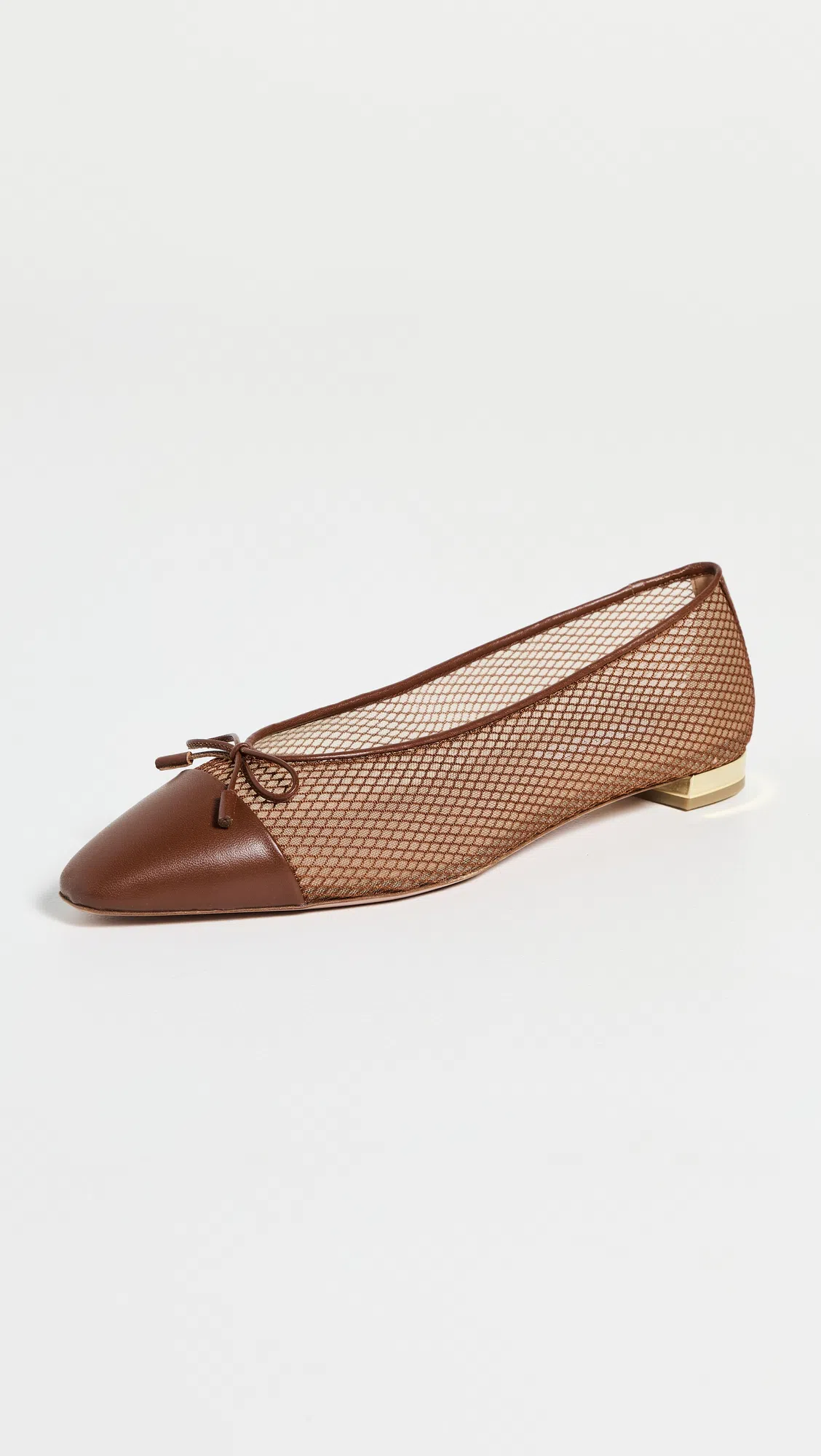 AQUAZZURA Gioia Mesh And Leather Ballet Flats In Brown