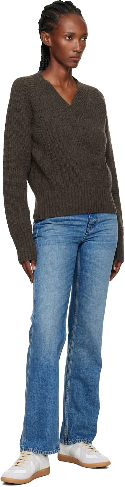 MAISON MARGIELA Low-top Leather Sneakers With Contrasting Details In White