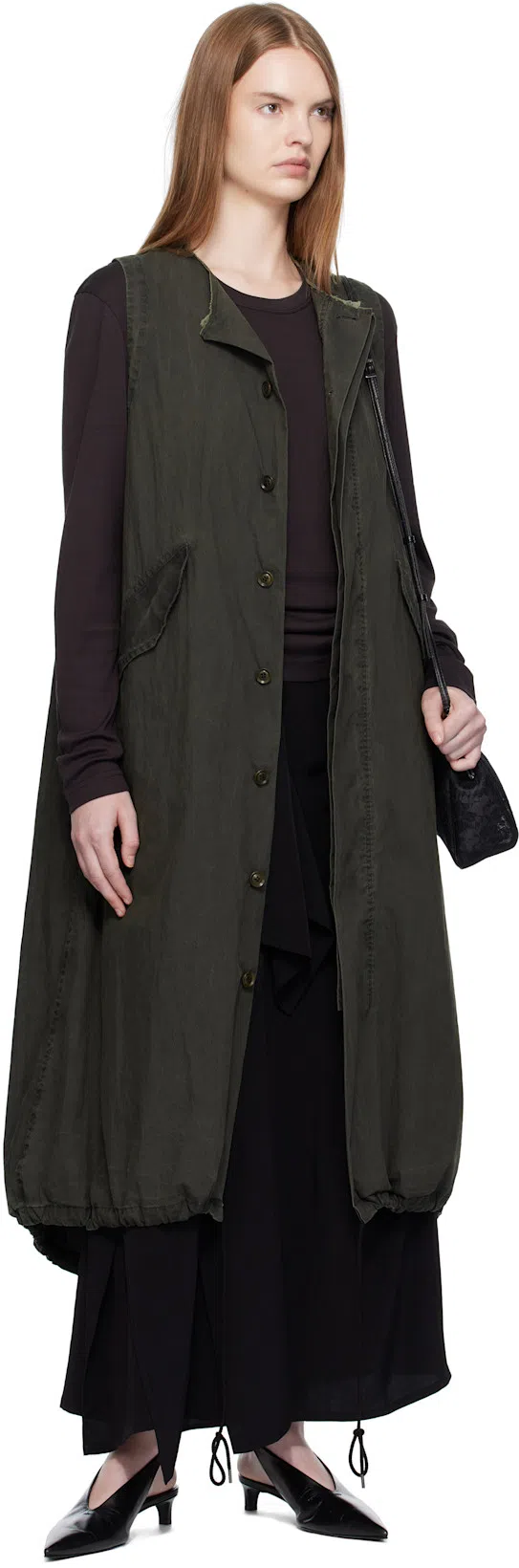 YOHJI YAMAMOTO Ruffled-detail Asymmetric Maxi Skirt In Black