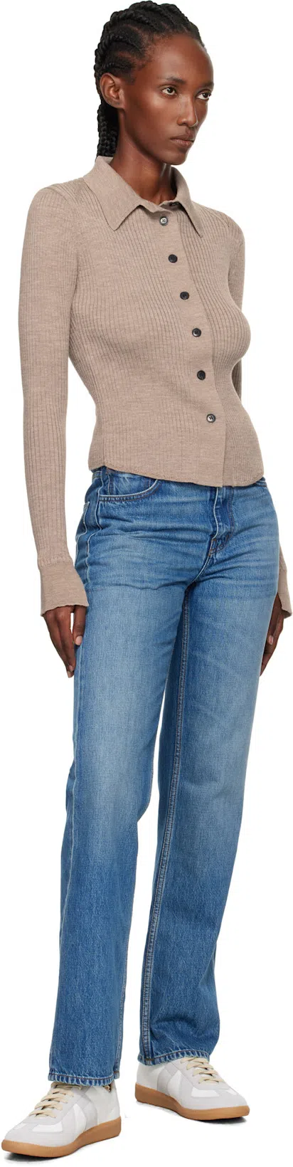 MAISON MARGIELA Low-top Leather Sneakers With Contrasting Details In White