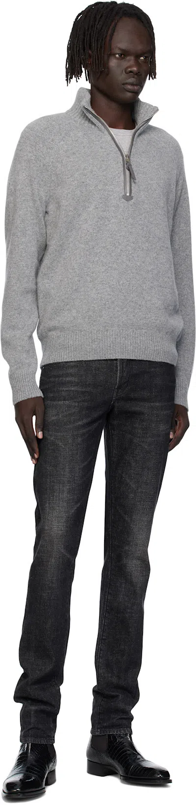 TOM FORD Gray Cotton Stretch Jersey T-shirt In Grey