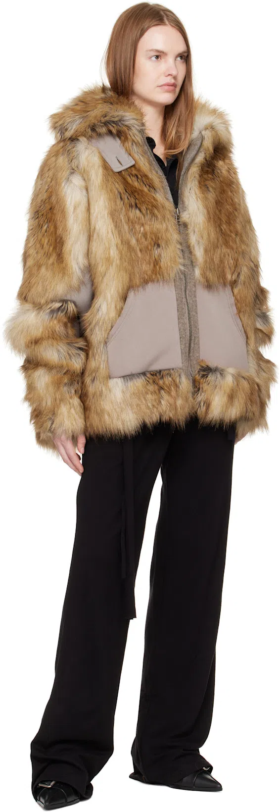 OTTOLINGER Womens Oversized Furry Faux-fur Jacket In Gold