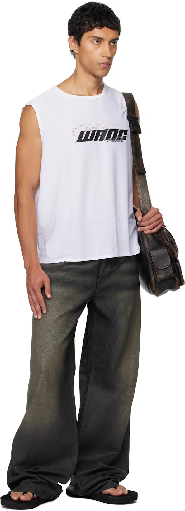 ALEXANDER WANG Leather-textured Loose-fitting Jeans In Black