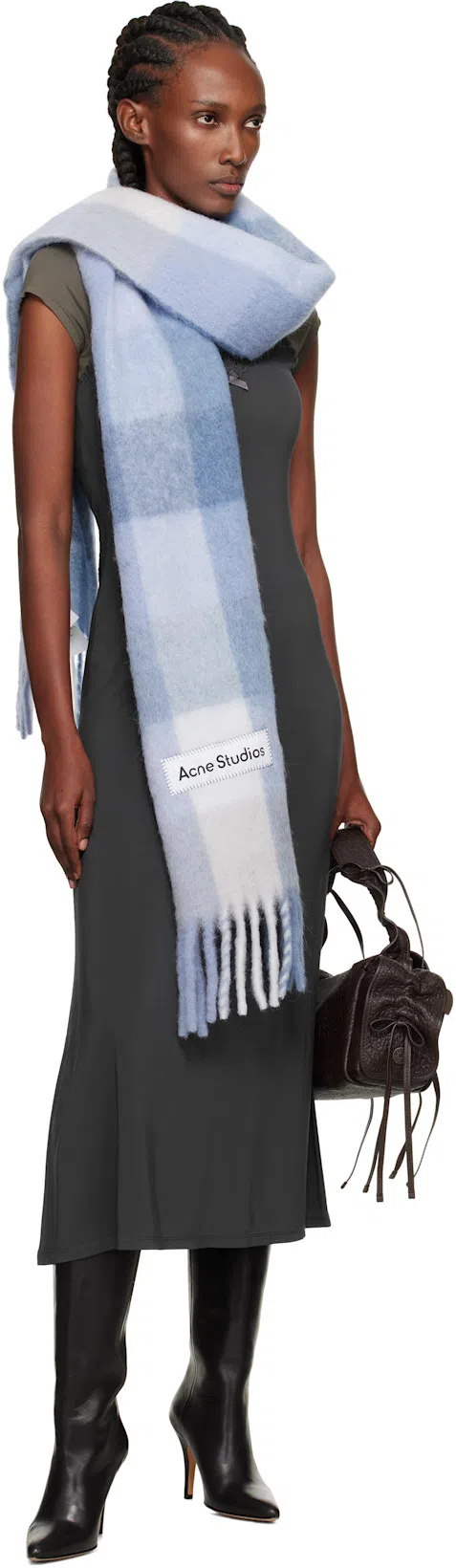 ACNE STUDIOS Gray Layered Jersey Midi Dress In Black