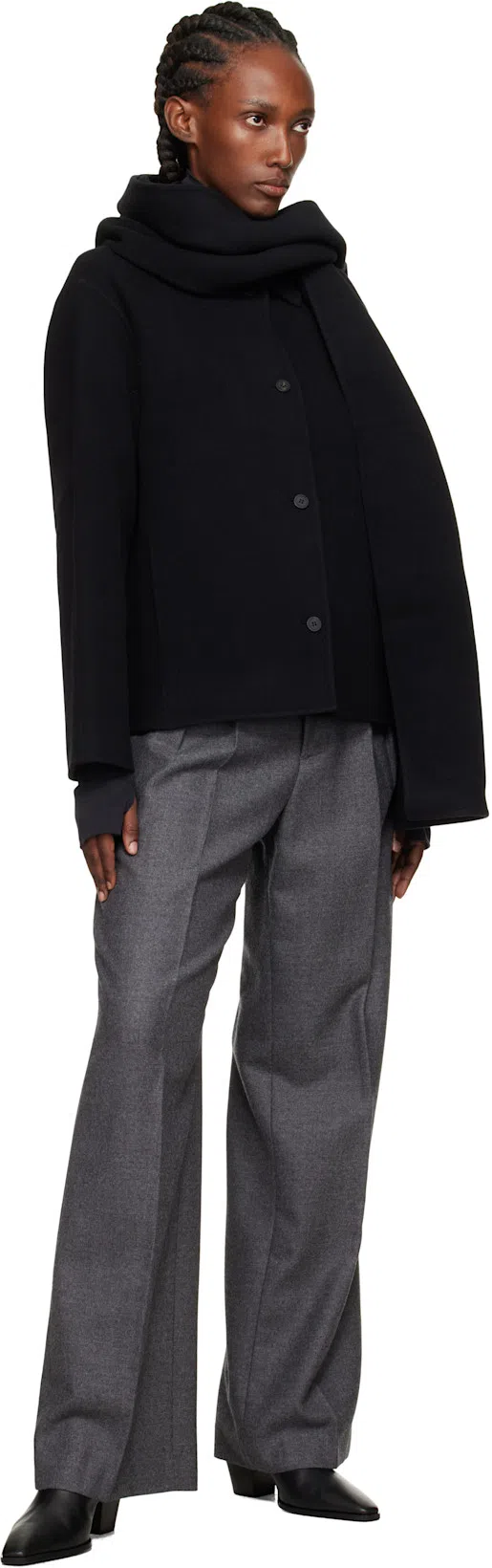 AEYDE Ankle Leather Boots Block Heel In Black