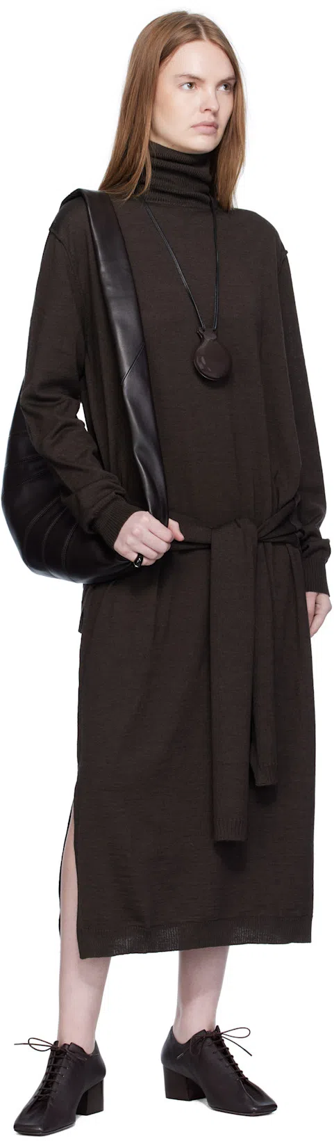 LEMAIRE Trompe Loeil Dress In Brown