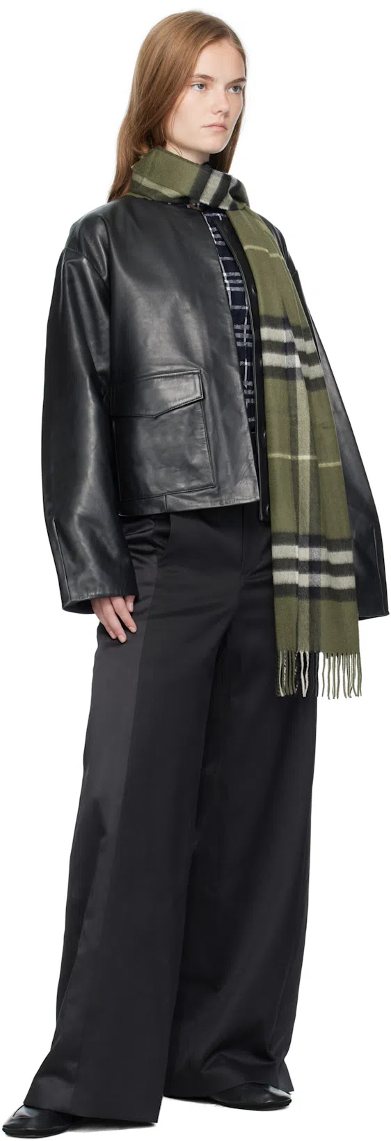 ST AGNI Utility Cocoon Leather Jacket In Black