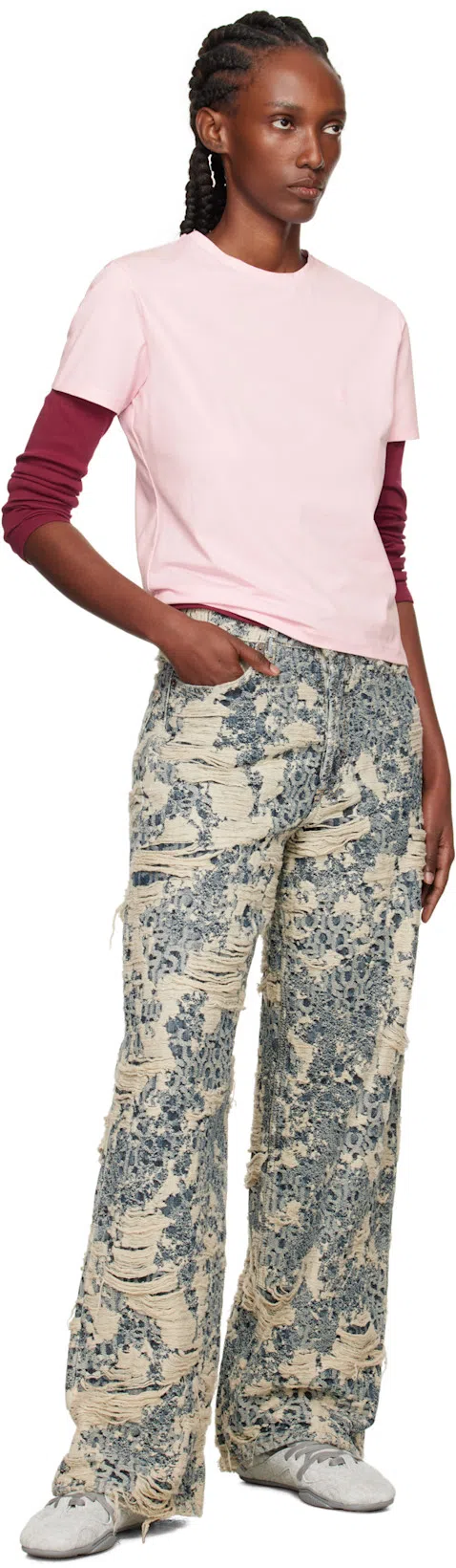 ACNE STUDIOS 1981 Distressed Mid-rise Wide-leg Organic Jeans In Multi