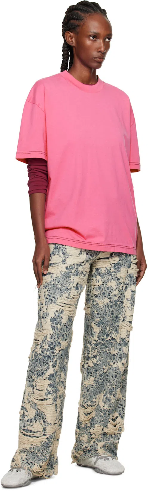 ACNE STUDIOS 1981 Distressed Mid-rise Wide-leg Organic Jeans In Multi