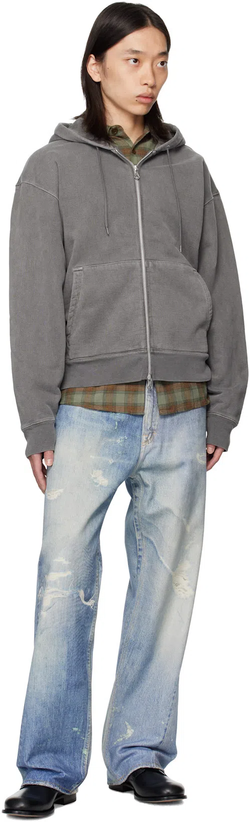 OUR LEGACY Mens Digital Denim Print Third Cut Faded-wash Denim Jeans In Blue