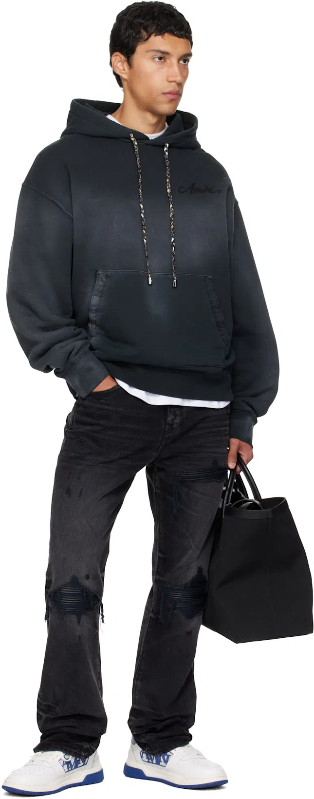 AMIRI Logo-embroidered Carpenter Trousers In Grey