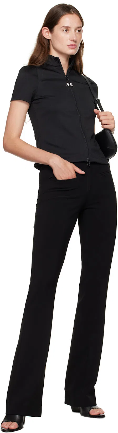 COURRÈGES Courreges Women Holy Eclipse Leather Shoulder Bag In Black