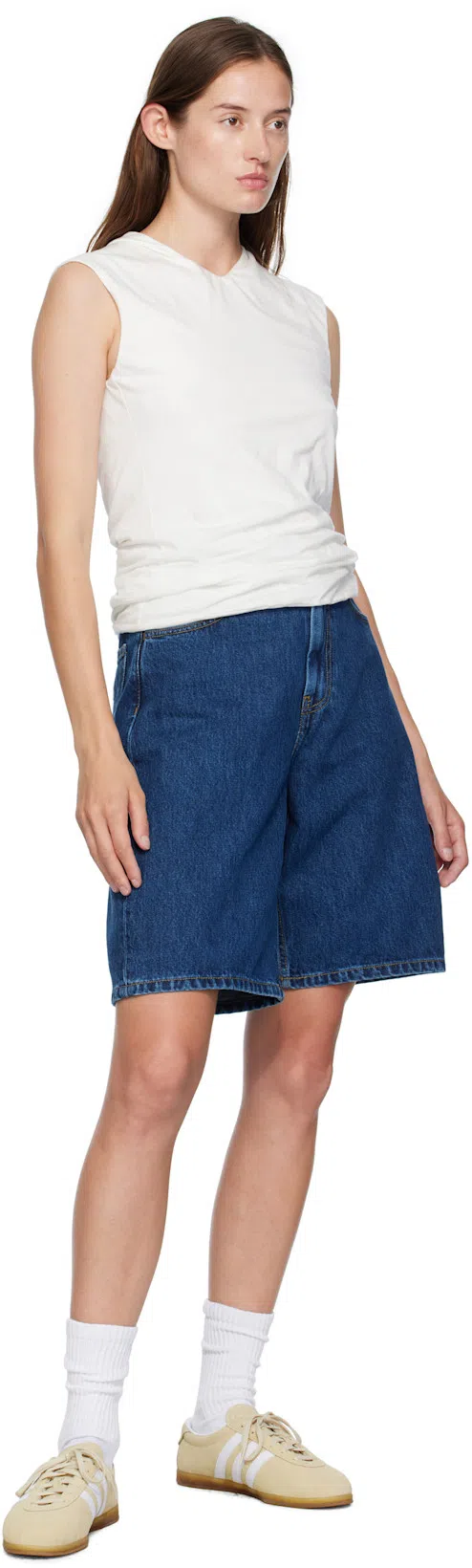 CARHARTT Brandon Loose Fit Cotton Shorts In Stone Washed