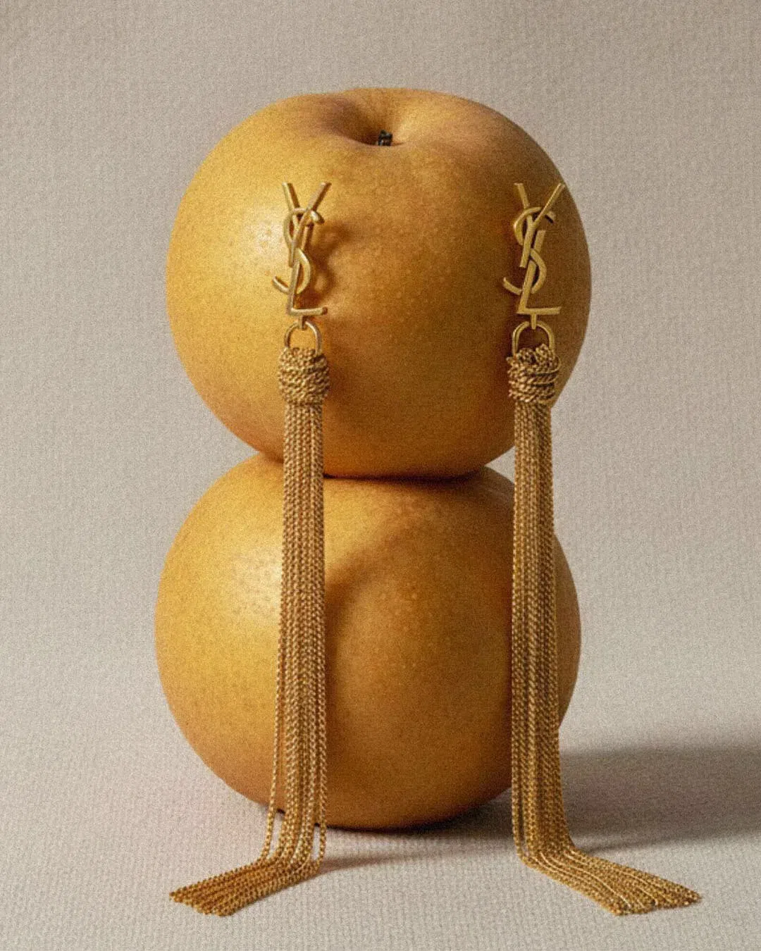 SAINT LAURENT Cassandre Tassel Metal Earrings In Gold