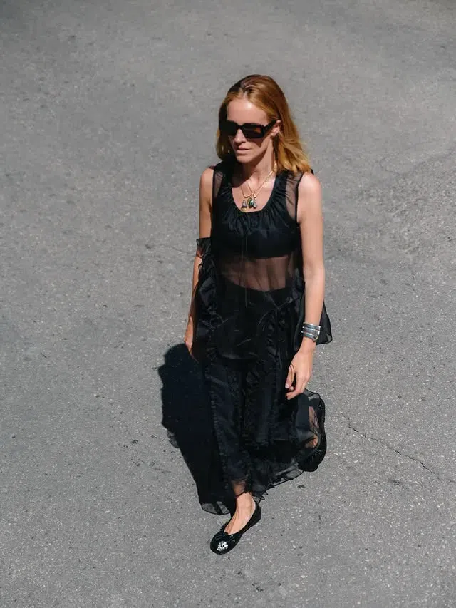 CECILIE BAHNSEN Orsalina Ruffled Silk-organza Top In Black