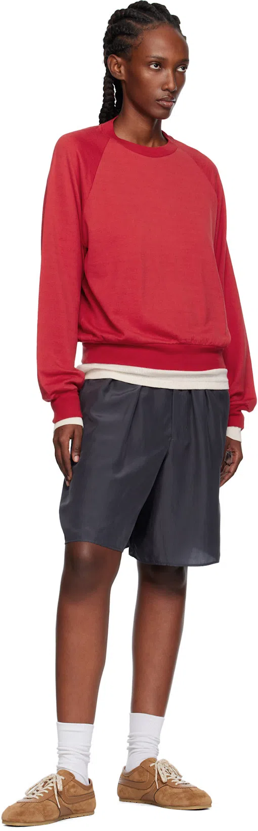 DRIES VAN NOTEN Stitched Contrast Rubber Sole Suede Panel Sneakers In Brown