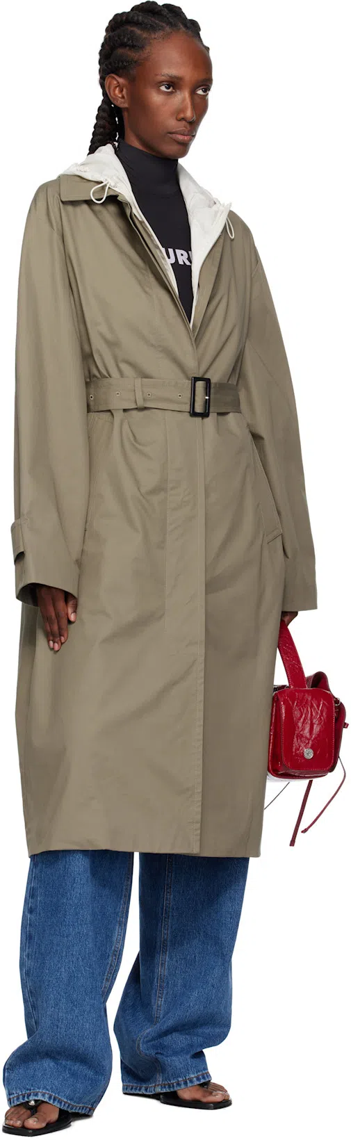 ACNE STUDIOS Multipocket Crinkle Patent Leather Top Handle Bag In Red