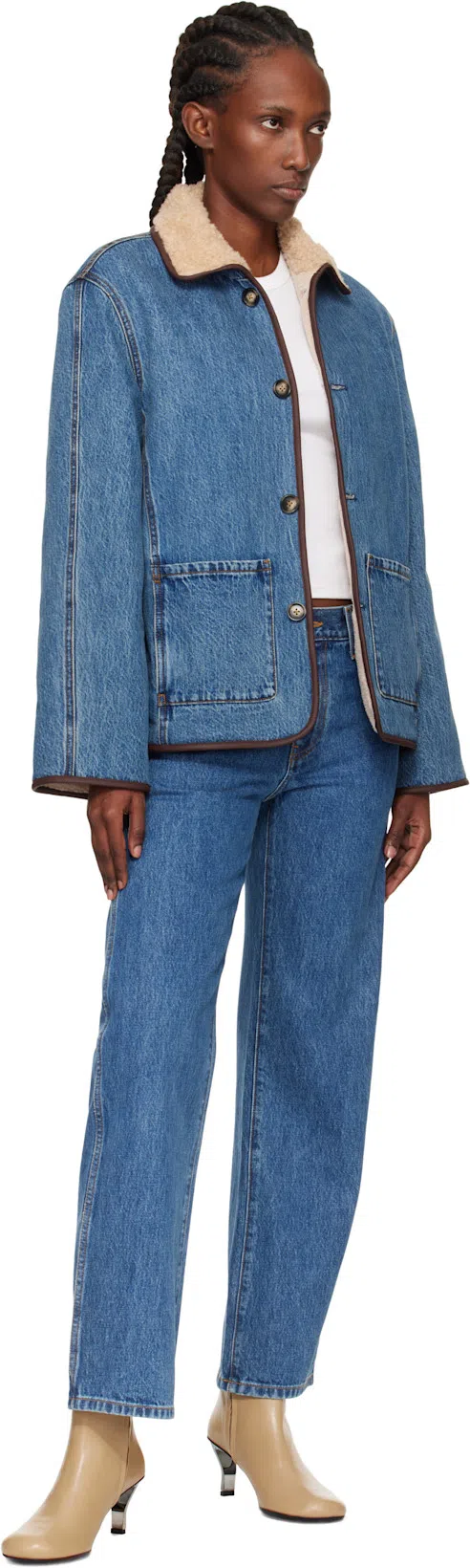 KHAITE Abigail High Rise Straight Jeans In Blue