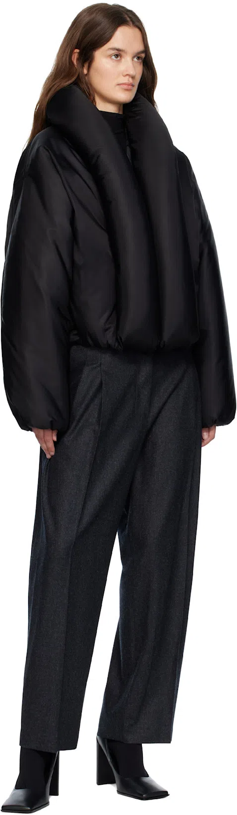 ALAÏA Taffeta Padded Bomber Jacket In Black