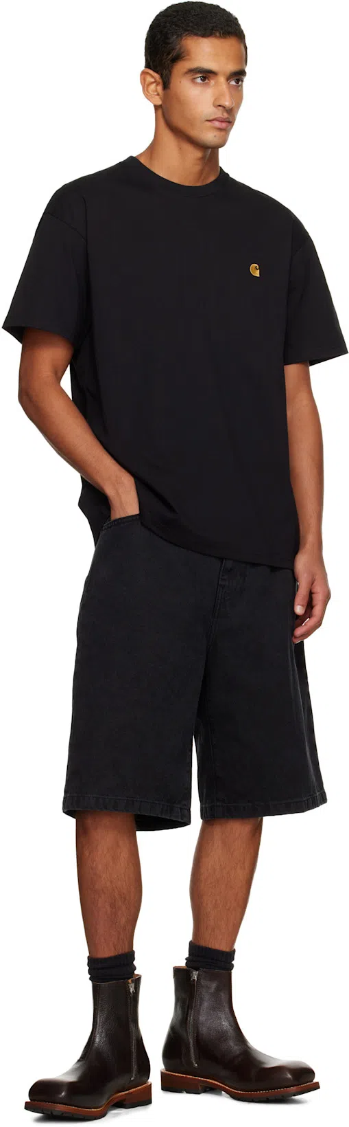 CARHARTT American Script Embroidered Logo T-shirt In Black