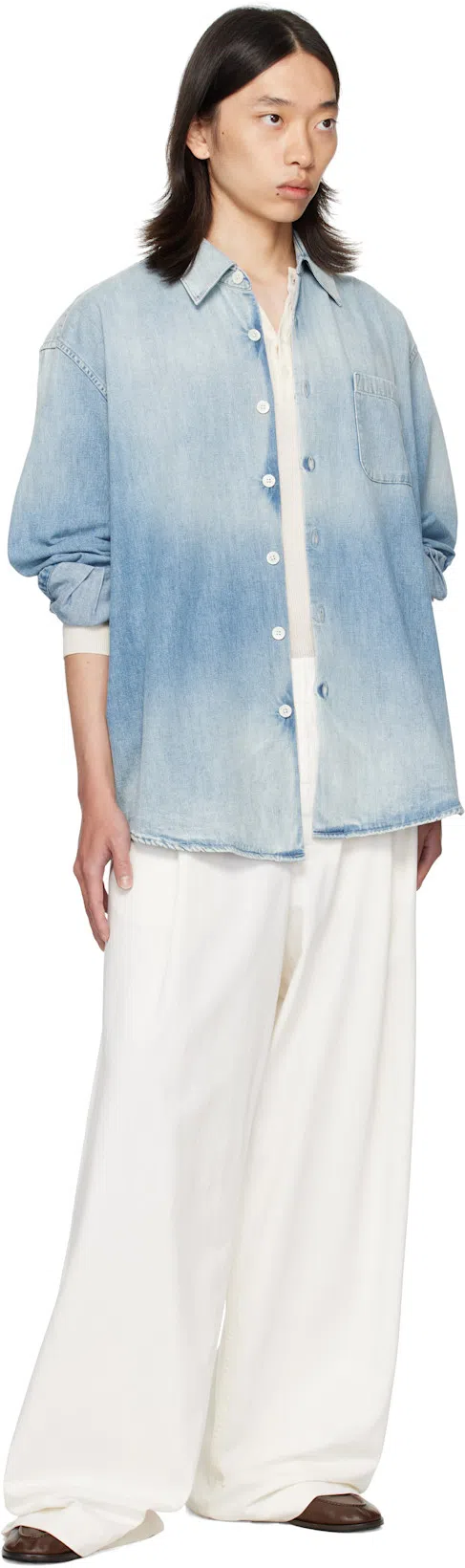 OUR LEGACY Long Sleeve Shirt With Chest Pocket Design In Blue