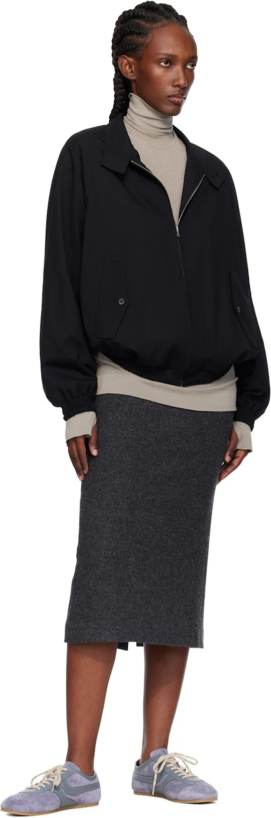 DRIES VAN NOTEN Mixed Leather Retro Runner Sneakers In Purple