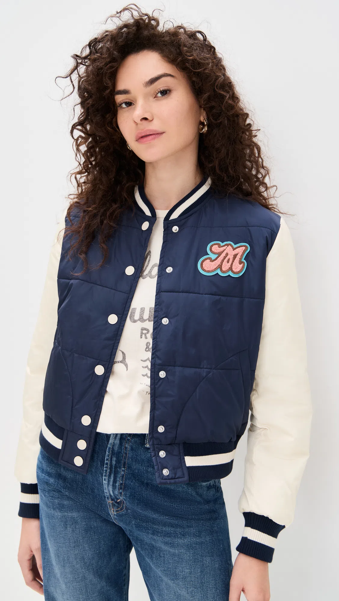 MOTHER Pillow Talk Letterman Jacket In Multi