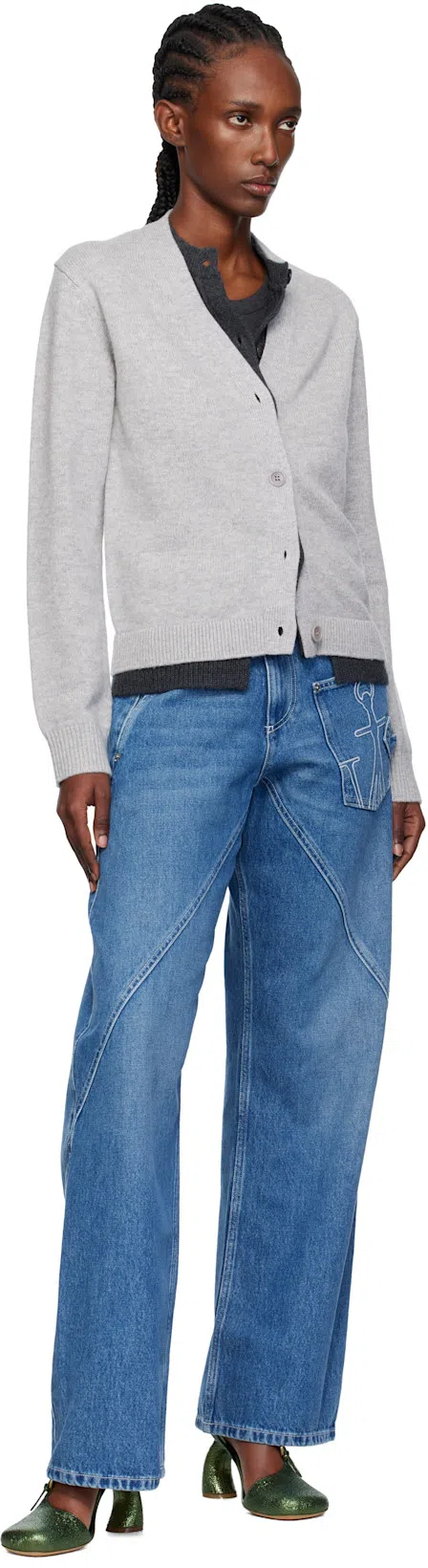 TOTÊME Gray Curved Rib Tank Top In Charcoal Melange 019