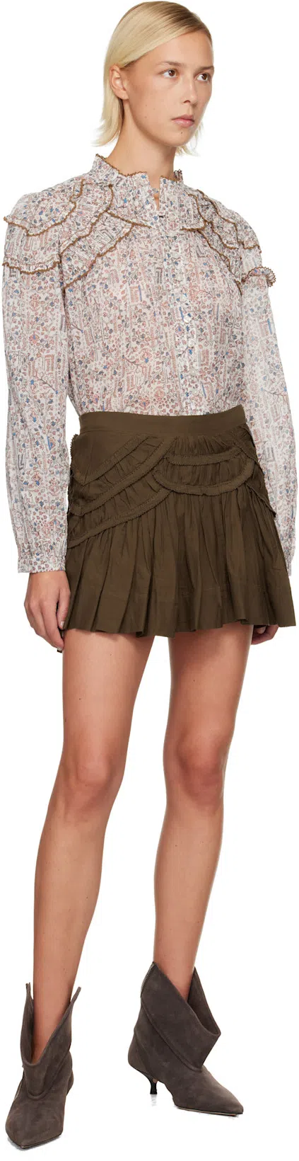ISABEL MARANT ÉTOILE Ruffled Layered Skirt Detailed Design In Brown