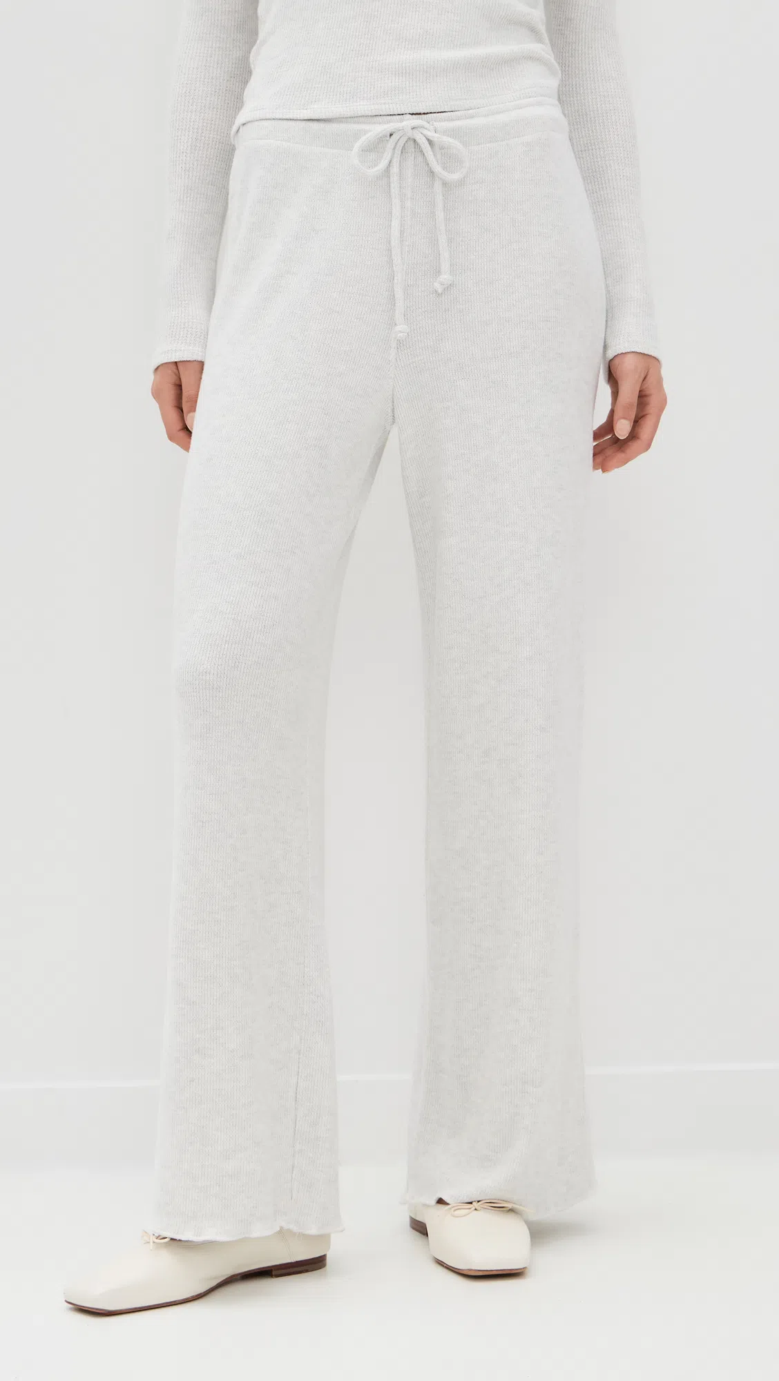 PERFECTWHITETEE Maddie Waffle Drawstring Pant In Ash