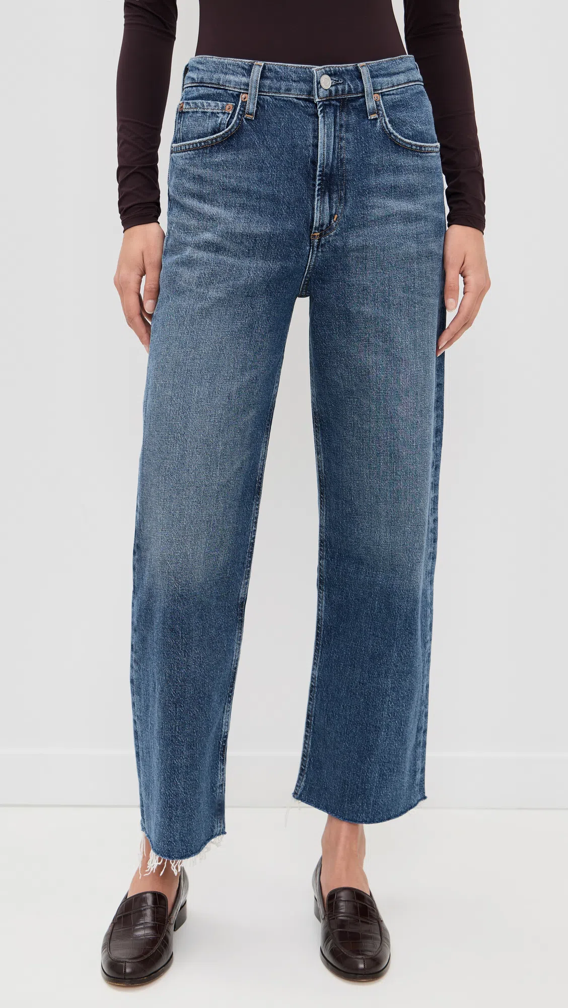AGOLDE Valen Straight Leg Jeans With Faded Wash In Blue
