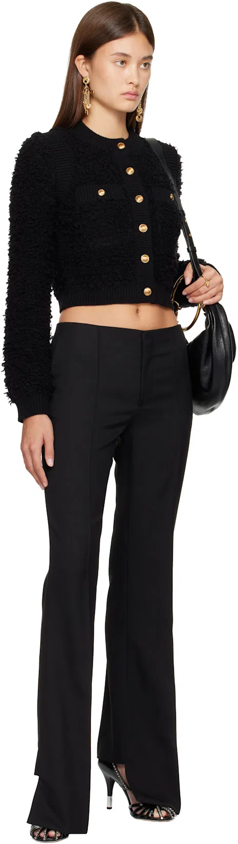 CHLOÉ Boucle-knit Cardigan In Black