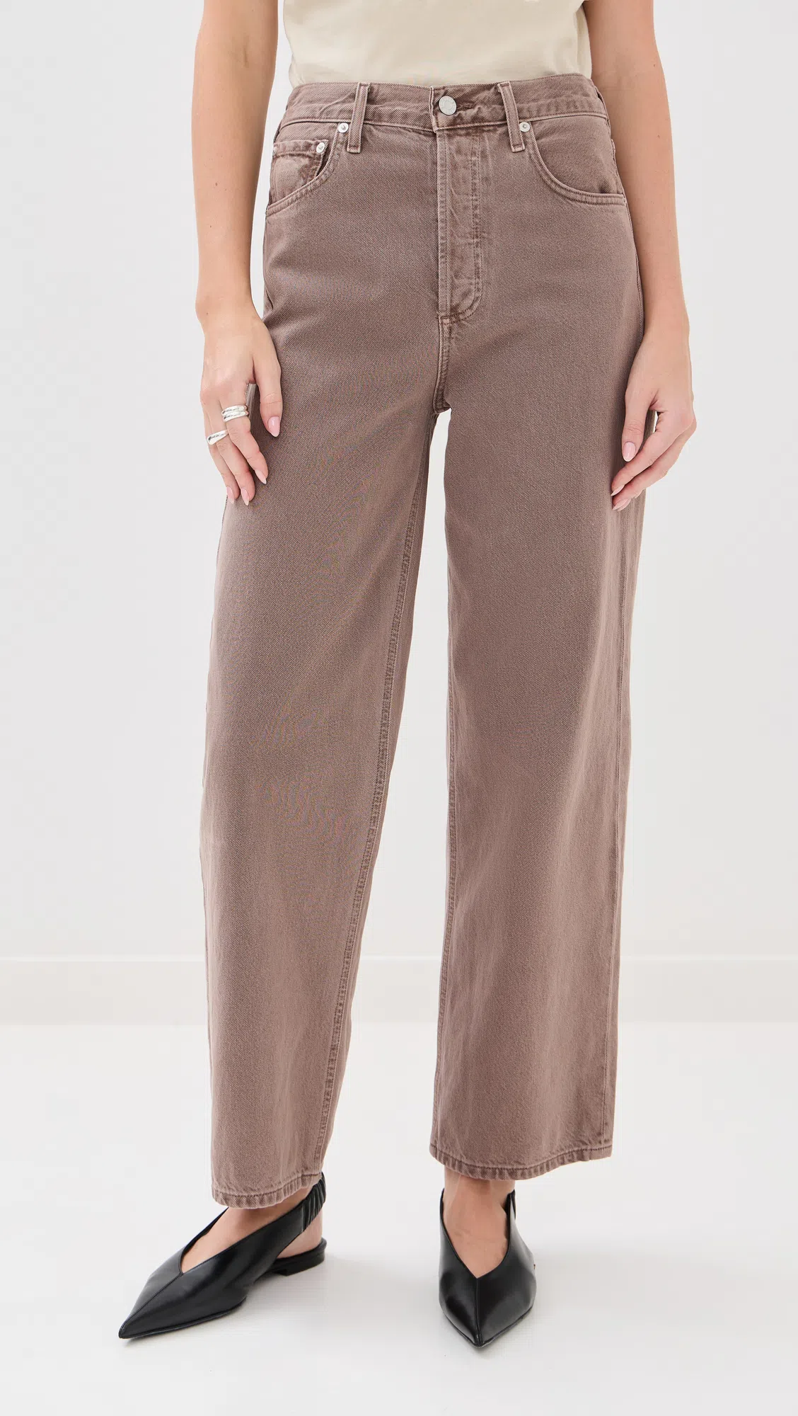 AGOLDE High-waisted Wide-leg Jeans In Brown
