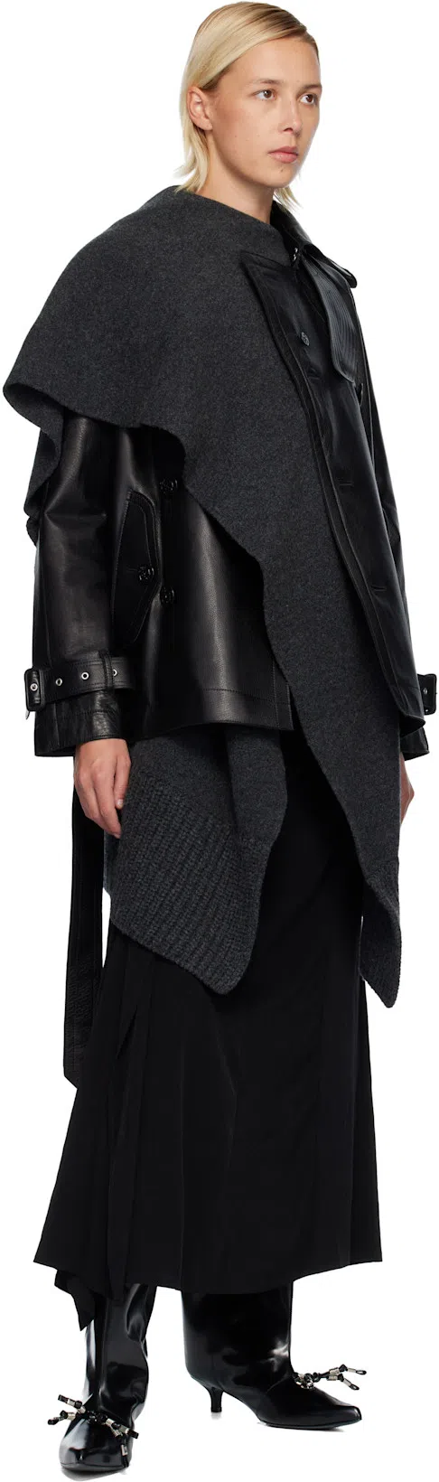 YOHJI YAMAMOTO Ruffled-detail Asymmetric Maxi Skirt In Black