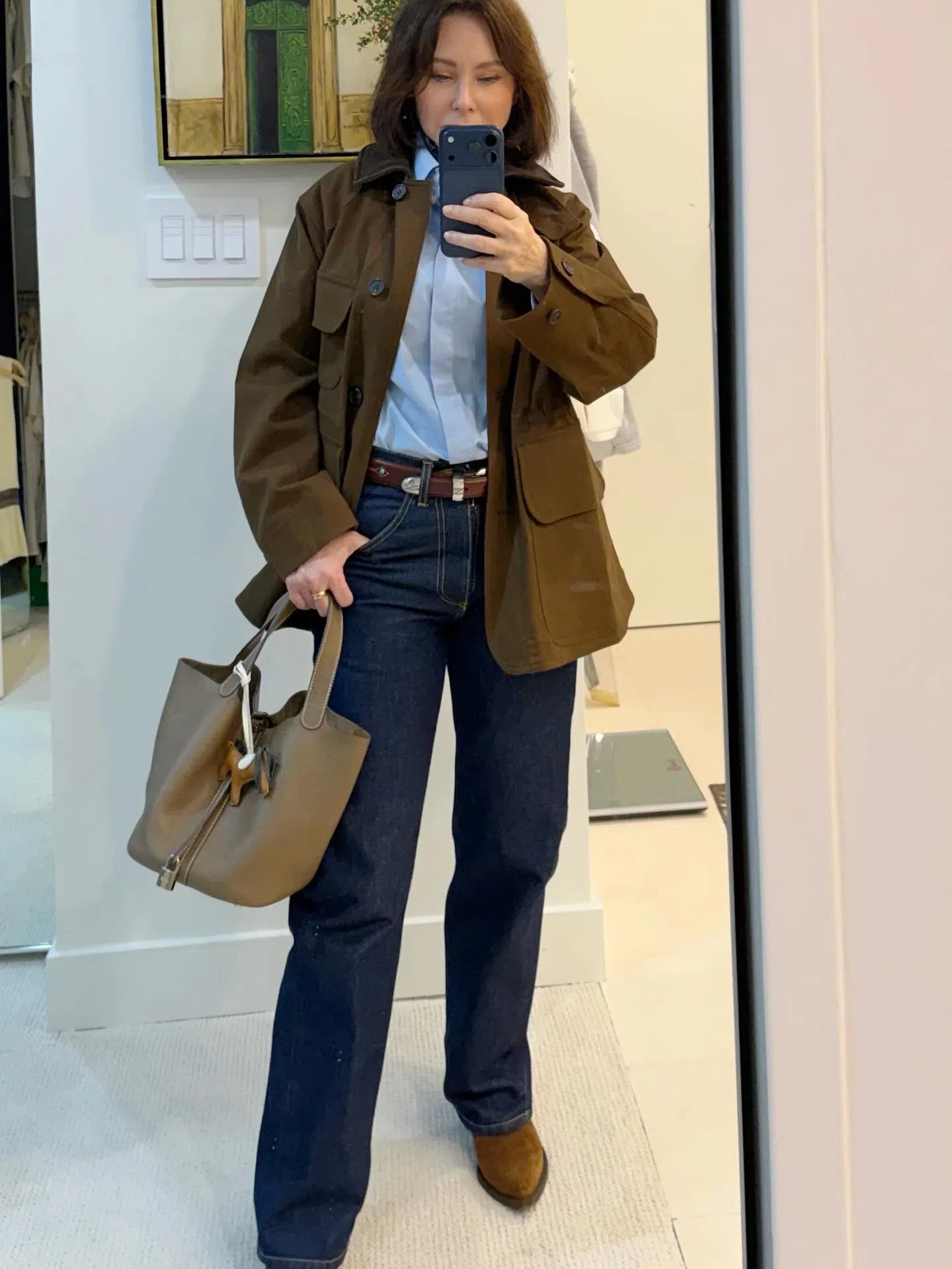 HERMES Pre-owned Hermès Picotin Grey Leather Tote Bag ()