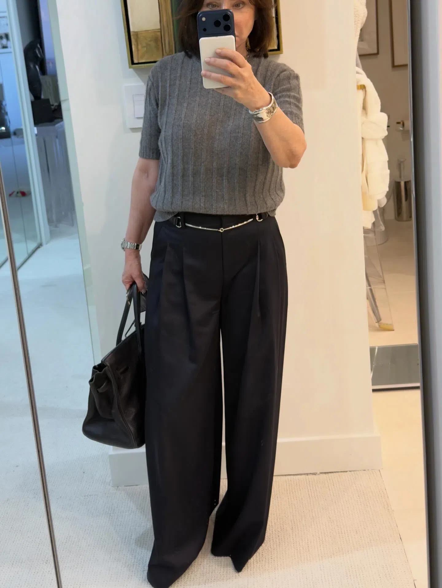 KHAITE Davin Cashmere Knit Top In Gray