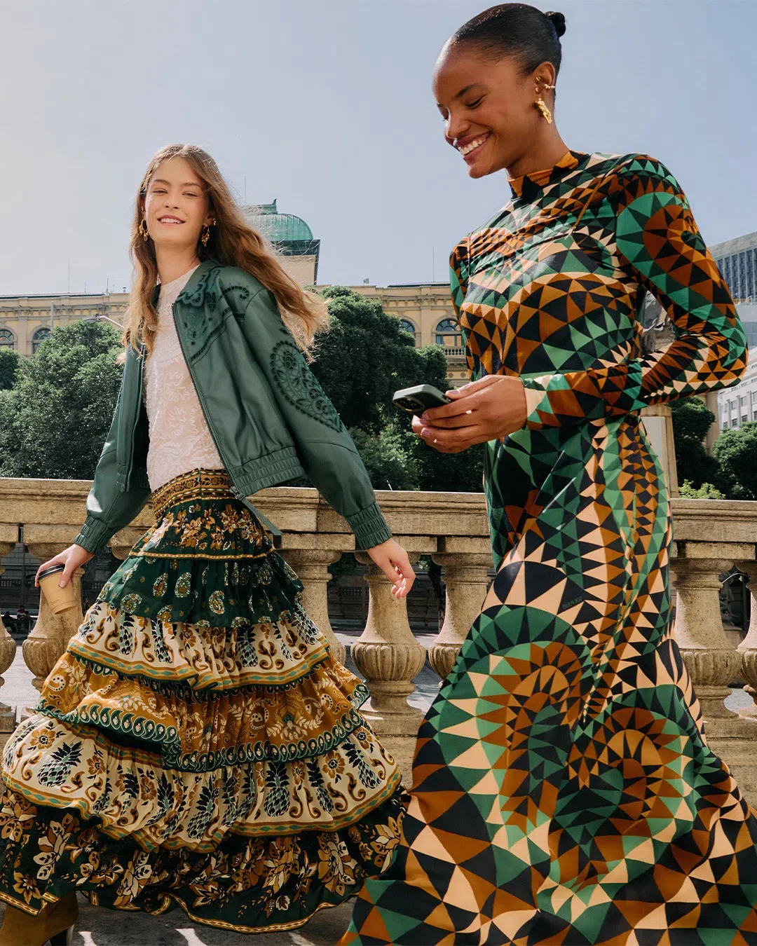 FARM RIO Ayla Green Maxi Dress With All-over Floral Motif In Viscose Woman