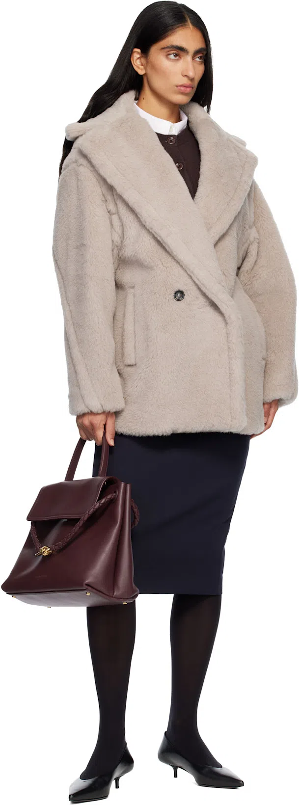 MAX MARA Teddy Bear Icon Coat Short Sand In Alpaca And Wool In Multi