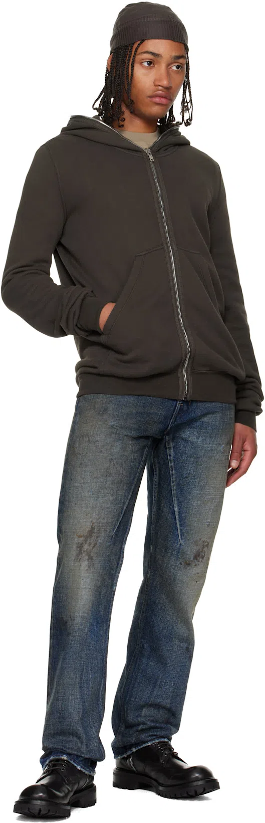 RICK OWENS Round-toed Ankle Boots In Animal Print