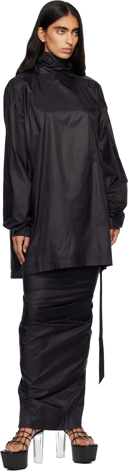 RICK OWENS Black Hollywood Web Platform 65 Heeled Sandals