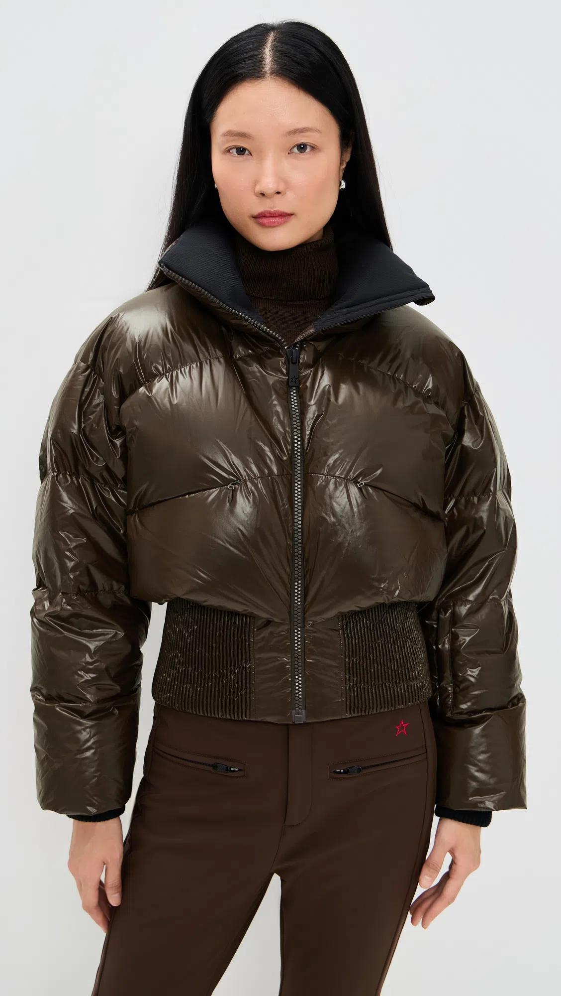 PERFECT MOMENT Auretta Ski Bomber Jacket Chocolate In Brown