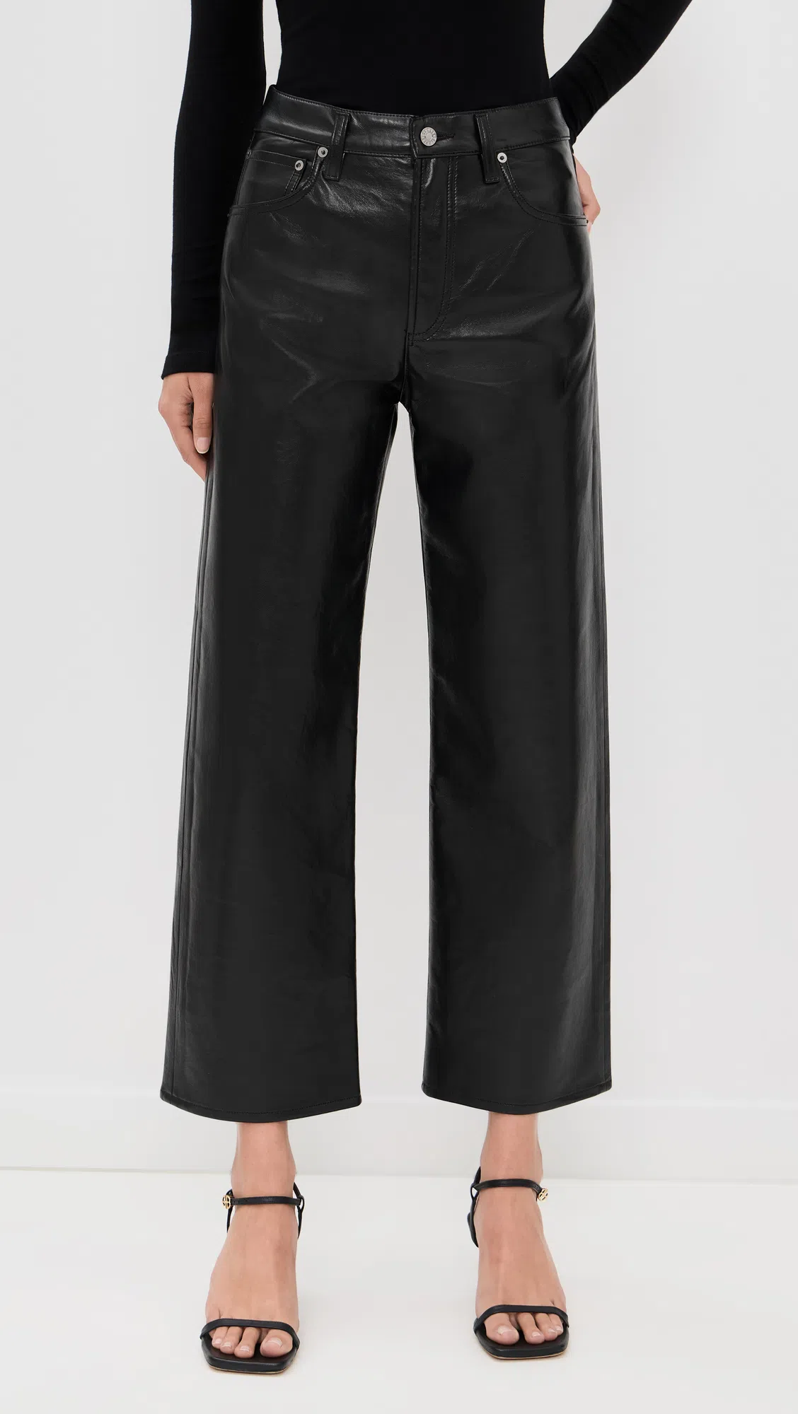 AGOLDE Ren Straight Leather Pant Detox In Black