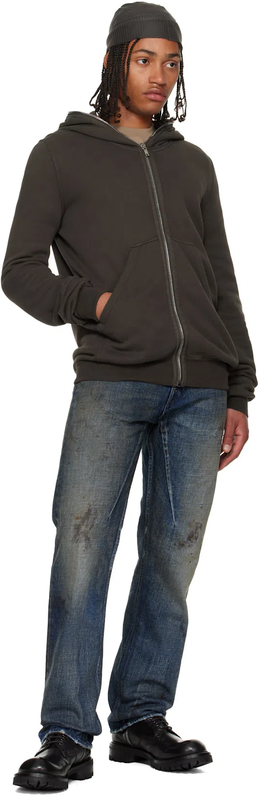 RICK OWENS Round-toed Ankle Boots In Animal Print