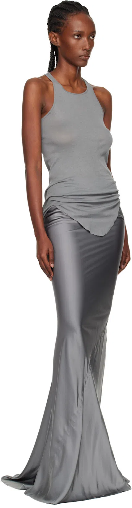 RICK OWENS Gray Hollywood Web Platform 65 Heeled Sandals