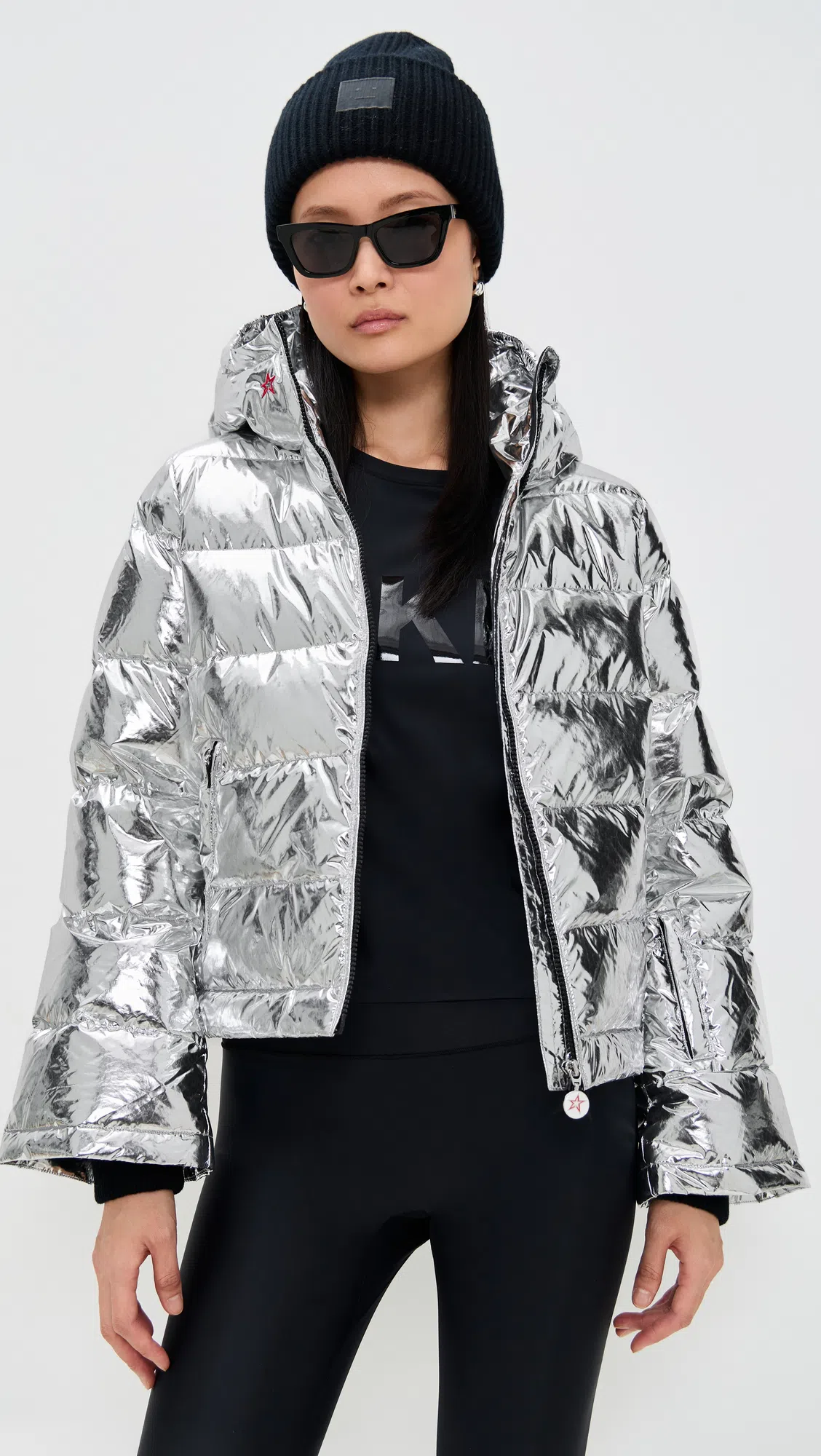 PERFECT MOMENT Polar Flare Down Jacket Xs In Silver-foil